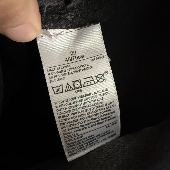 Gap True Skinny Jeans Womens 29 Black Denim Ankle Zip Pockets Mid Rise Cotton Bl - Picture 5 of 8